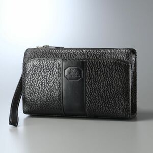 MG5110◎BURBERRY バーバリー レザー クラッチバッグ 裏:ノバチェック柄 セカンドバッグ 鞄 ブラック 黒 Leather Clutch Bag