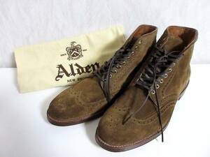 オールデン Alden for Leather Soul スエード レザー ブーツ ウイングチップ 44693 茶 ブラウン 8 1/2 D 北2751