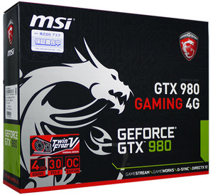 【中古】MSI製グラボ GTX 980 GAMING 4G PCIExp 4GB 元箱あり [管理:1050000541]