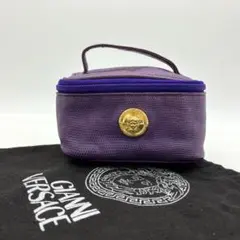 【GIANNI VERSACE】ポーチ　メデューサ　リザード　パープル