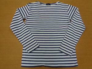 フランス製 ユニセックス Le Minor WHITE×NAVY ボーダー柄バスクシャツ SIZE 4