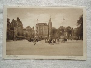 【絵葉書1枚】 Buitenhof - Den Haag /L.Monnier-Amsterdam /オランダヴィンテージ バイテンホフクラシックカー都市街建築 ハガキ 32-9