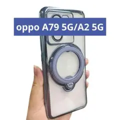 oppo A79 5G A2 5G カバー 透明 ブルー Qi充電 マグネット