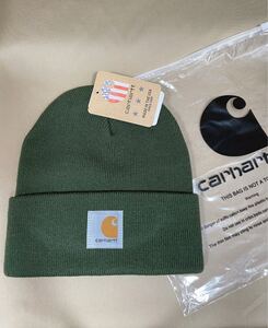 【新品未使用品】CARHARTT ★カーハートニット帽 アクリル 帽子 ユニセックス ビーニー フリー ウィンターグリーン