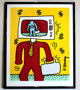 D5523-1 今となっては超希少！【Keith Haring】キースヘリング　TV MAN 607/1000 縦85cm×横69.5cm