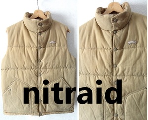 nitraid ：ナイトレイド■アーチロゴ ワッペン付き■シンサレート中綿 ナイロン ベスト■カーキ系■Msize■ダウンベストに劣らない保温性