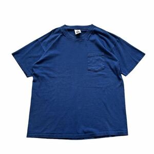 【USA製】 90s Lee リー 半袖Tシャツ ポケット Tee クルーネック メンズ XL 青/ブルー コットン アメリカ製 無地 カットソー ビンテージ