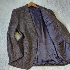 美品 dunhill【紳士の渋み 超希少サイズ XL 相当 チェック ツイード ジャケット】ダンヒル テーラードジャケット ブラック ブラウン 秋冬