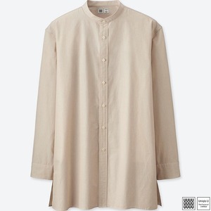 UNIQLO U 旧タグ ストライプスタンドカラーシャツ BROWN L 新品 完売 ユニクロユー レア LEMAIREコラボ