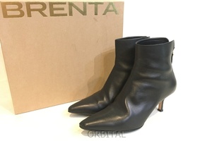 二子玉) BRENTA ブレンタ ショートブーツ ブラック 38 24cm ドゥーズィエムクラス取扱 定価￥59,400- ※傷