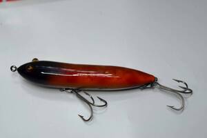 *VINTAGE GLASS EYE ,HAND MADE ORIGINAL COLOR PLASTIC FLORTING PENCIL LURE,”LOVE FISH”