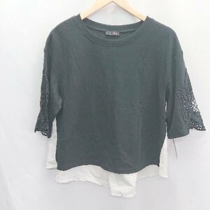 ◇ ◎ ●未使用● TRUBE 花柄レース 切り替えデザイン 半袖 Ｔシャツ サイズM～L ブラック ホワイト レディース E