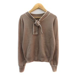 ナチュラルビューティーベーシック NATURAL BEAUTY BASIC ニット カットソー 長袖 M ベージュ /YK15 レディース