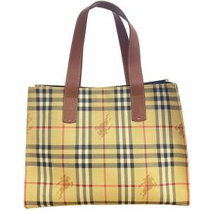 バーバリー ロンドン BURBERRY LONDON トートバッグ ハンドバッグ ノバチェック シャドーホース PVC×レザー ベージュ IBO54