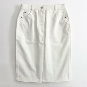 39c20 ESCADA エスカーダ ROCK SKIRT ロックスカート 34 ホワイト ストレッチ 伸縮性◎ サイドデザインステッチ