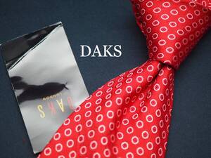 未使用品【DAKS ダックス】 C1001 赤系 ITALY イタリア SILK ブランド ネクタイ 古着 良品