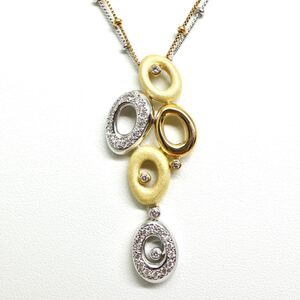 1円〜!!良品!!▼K18/K18WG 天然ダイヤモンドネックレス▼D 約15.1g 約45+5cm diamond necklace ペンダント FA6/FA7 S1053