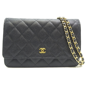 ［銀座店］CHANEL シャネル マトラッセ チェーンウォレット A33814 ショルダーバッグ キャビアスキン ノワール（ブラック） DH81201