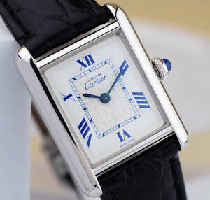 美品 カルティエ マスト タンク シルバー ブルーローマン SM Cartier