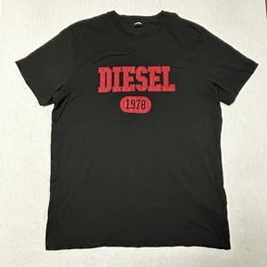 DIESEL ディーゼル Tシャツ XXL クラックプリント 黒 ブラック 古着 メンズ