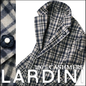 新品19.4万【 LARDINI ラルディーニ 】22-23AW伊製/極上の素材感を誇る贅沢カシミア100%/段返り3釦チェックジャケット50/L相当/H