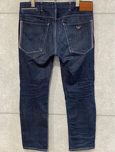 大人気モデル！ ARMANI JEANS アルマーニジーンズ AJ ロゴ金具 濃紺 デニムパンツ ジーンズ W31 L34 メンズ ◯ 新規×