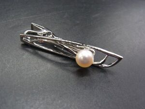 MIKIMOTO ミキモト アコヤパール アコヤ真珠 パール 約8mm ネクタイピン タイクリップ アクセサリー 紳士 メンズ シルバー系 DG8055