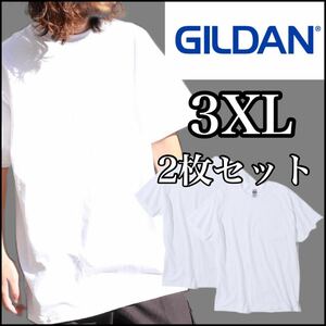 新品 ギルダン 無地半袖Tシャツ 重ね着 インナー レイヤード 白 ホワイト 3XL２枚セット