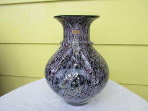 ★KAMEI GLASS カメイガラス　花瓶　本金使用　ヴィンテージ品　上外口径12.3×高25㎝　重さ約2㌔　現状品