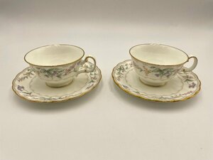 □△ *ティーカップ ２客セット Noritake* Bone China 4468 RAVISSANTE JAPAN 未使用 (S0730)