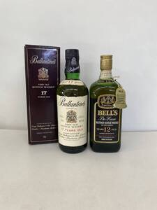 H10-11/1円〜 Ballantines バランタイン ベリーオールド 17年 750ml/BELLS ベルズ デラックス 12年 760ml/43% スコッチ 2本セット 未開栓