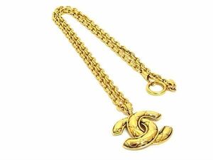 ■美品■ CHANEL シャネル ココマーク 3859 マトラッセ ネックレス ペンダント アクセサリー レディース ゴールド系 FB3044