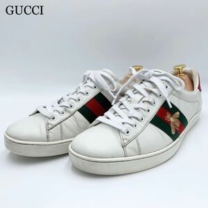 937【超高級】GUCCI グッチ スニーカー エース エンブロイダリー ビー シェリーライン 蜂 刺繍 白 Gucci AceBee 429446 現行モデル