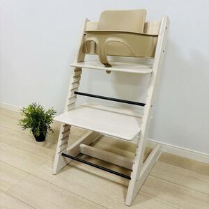 お21 STOKKE ストッケトリップトラップ シリアルナンバー4 ベビーセット付き ホワイトウォッシュ SN.4