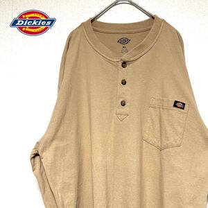 Dickies XL ヘンリーネック ベージュ ロンT 長袖 オーバーサイズ