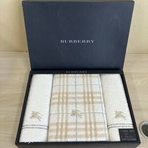 S420-T20-1544 BURBERRY バーバリータオルセット バスタオル60×120 フェイスタオル34×75サイズ 綿100% 箱付き ③