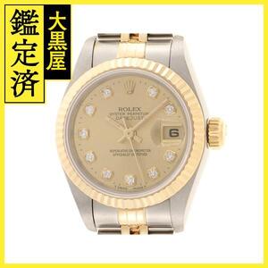 1995年ギャラ　S番　ROLEX　ロレックス　デイトジャスト　69173G　YG/SS　10Pダイヤ　女性用自動巻時計【473】