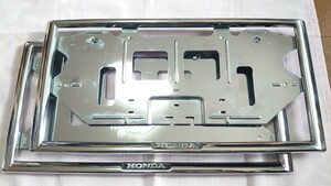 HONDA　ホンダ純正　ナンバーフレーム前後2枚 ★シルバーメッキ・洗浄＆磨き済・美品！ ☆土日も迅速発送！ ◇送料選択制 　◎即決有