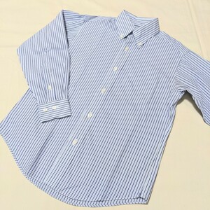 +FU33 Brooks Brothers ブルックスブラザーズ フォーマル S 120 130 男子 長袖 シャツ ブルー ストライプ セレモニー 入園式 卒園式 入学式