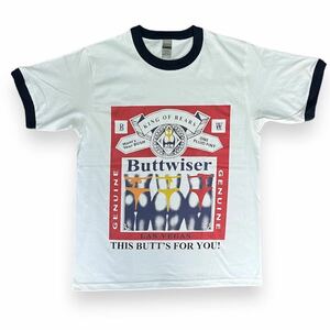 Buttwiser バドワイザー ビール 山田レン着 リンガーエロTシャツ Budweiser USA ビア 製 Vintage 90s Marlboro STP ヴィンテージ 四十八手 