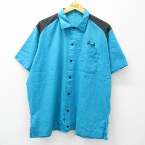 XL/古着 半袖 ボウリング シャツ メンズ 大きいサイズ 水色他 24aug08 中古 トップス