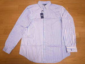 【送料無料 即決】Polo Ralph Lauren Stripe Oxford BD Shirtオックスフォード ストライプ 長袖ボタンダウンシャツ ブルーXL新品CUSTOM FIT