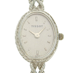 【本物保証】 超美品 ティソ TISSOT レディース クォーツ 電池 腕時計 シルバー文字盤 シンプル アンティーク調 金無垢