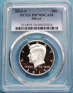 ★★ 最高鑑定 ケネディ 2012年S 50￠ 12.5g .900銀貨 PCGS PR70DCAM ★★