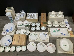 Y2453M 香蘭社 食器 お皿 銘々皿 湯呑 酒器 小鉢 器 うつわ 他 金彩 蘭 オーキッドレース 紙箱 共箱 和食器