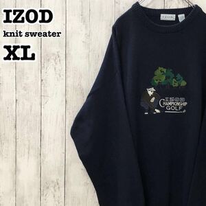 IZOD US アメリカ古着 刺繍 ゴルフ コットン ニット XL