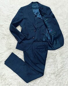 Ermenegildo Zegna スーツ セットアップ【サイズL相当 T-175】【ビジネス】【ネイビー】【背抜き】【2B】【シングル】【ストライプ】