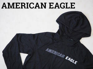 ☆送料無料☆ AMERICAN EAGLE アメリカンイーグル USA直輸入 古着 プルオーバー FLEX パーカー 薄手 春夏もの メンズ S ブラック 中古 即決