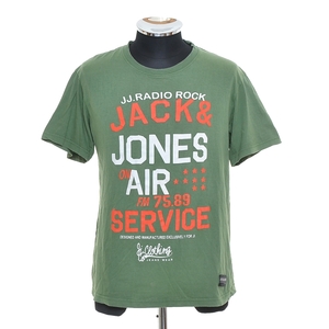 〇450677 JACK&JONES ○Tシャツ 半袖 クルーネック サイズS メンズ グリーン プリント