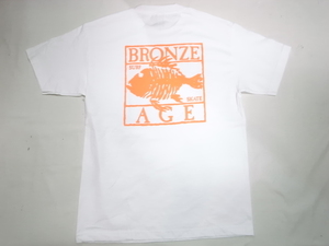 JB即決 BRONZE AGE ブロンズエイジ 限定ネオンカラーシリーズ スクエア フィッシュ Tシャツ 白xオレンジ XLサイズ 新品 INDEPENDENT